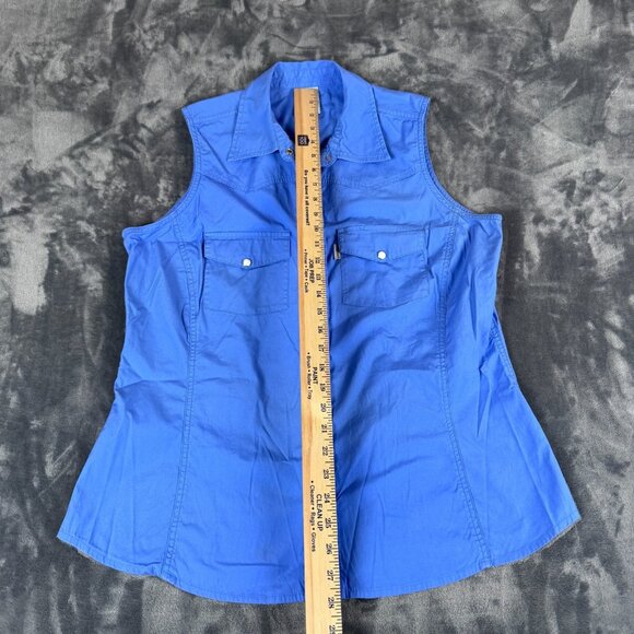 Carhartt For Women Sleeveless Pearl Snap Up Shirt Size XL Pockets Baby Blue - Picture 4 of 6